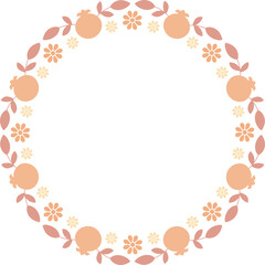 Pomegranates and flowers ound isolated frame border