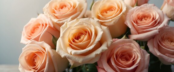 Close-up of Peach-Colored Roses in Soft Focus