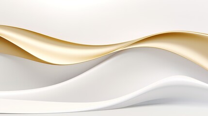 Abstract 3D white and gold wavy background.