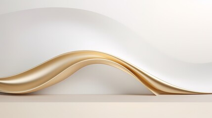 Abstract background with a gold wave and beige platform.