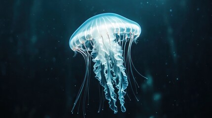Floating Through the Deep: A Bioluminescent Jellyfish