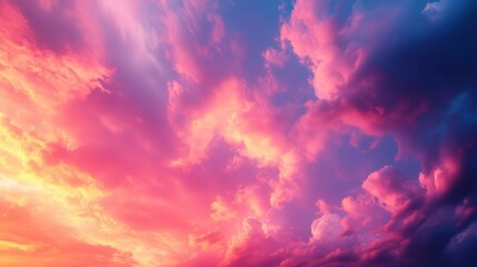 Fototapeta premium A vibrant sunset sky filled with colorful clouds.