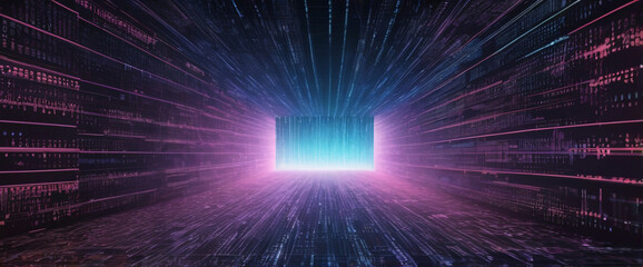 Obraz premium An abstract digital background with binary code and AI algorithms running in the background