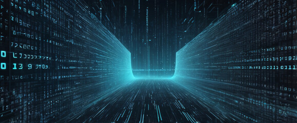 Obraz premium An abstract digital background with binary code and AI algorithms running in the background