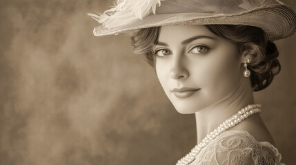 1920's Vintage Woman Portrait looking serious