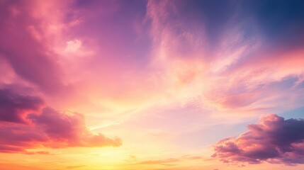 Fototapeta premium A vibrant sunset with colorful clouds illuminating the sky.