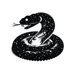 Naklejka premium silhouette of Rattlesnake, filled with space and sci-fi element in rough drawing, animal,