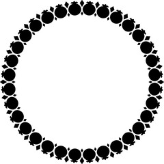 Black silhouette simple isolated round pomegranates frame