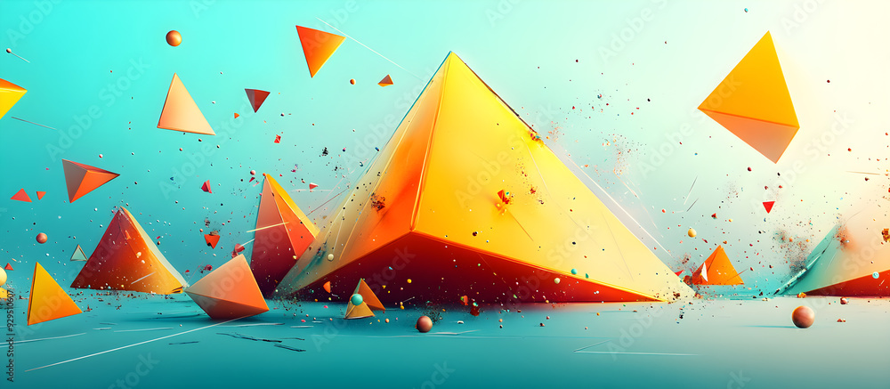 Poster a colorful abstract image of triangles