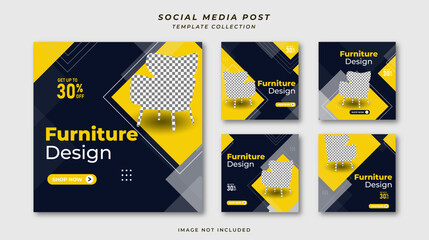 Furniture design sale promotion banner template collection social media post design layout template background element 