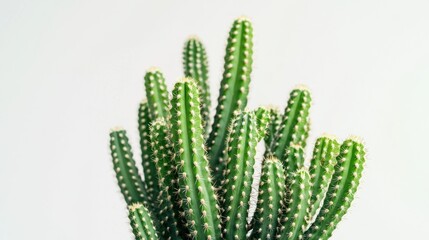 Close-up of a Succulent Cactus with Spiky Green Stems