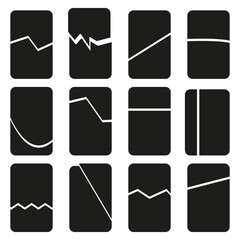 Smartphone crack icon. Broken phone screens. Abstract vector shapes. Minimalist graphic.