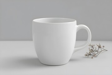 Fototapeta premium White Mug Mockup 3D Mockup with Grey Background