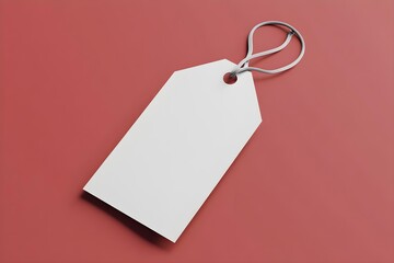Isometric White Blank Hang Tag Mockup 3D Render for Price tag Label