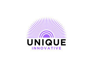 Abstract Sun Logo. Hand Drawn Sun with Geometric Radial Rays of Sunburst isolated on White Background. Usable for Nature and Branding Logos.