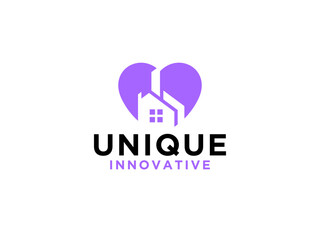 Love Home Logo. Heart and House Icon Combination. Health and Care Symbol.