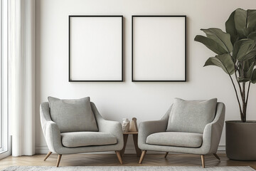 2 Realistic Vertical Frame Mockups - Indoor ISO A2 Poster