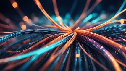 A colorful, abstract image of wires and lights