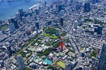 東京タワーと芝公園・都市風景