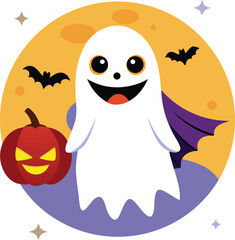Halloween Ghosts Vector Cartoon  Illustration for Spooky Design Festive Art And TShirt Design