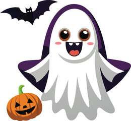 Obraz premium Halloween Ghosts Vector Cartoon Illustration for Spooky Design Festive Art And TShirt Design