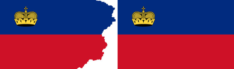 Liechtenstein flags vector. Standard flag and with torn edges