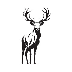 line art Deer on white background. sketch style. Vector graphic icon animal.