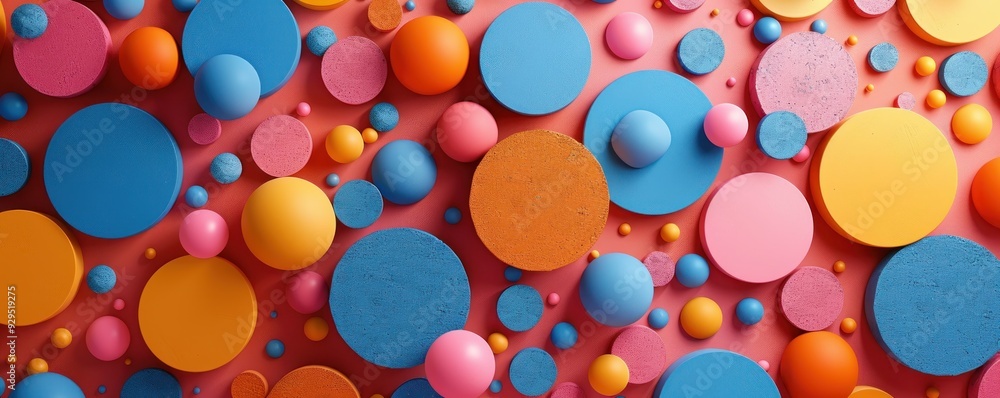 Poster abstract colorful circles and spheres playful textures and joyful patterns for vibrant design inspir