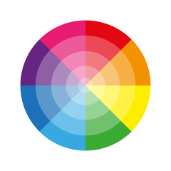 Obraz premium Color wheel illustration. Bright segmented circle. Rainbow spectrum design. Gradient blending effect.
