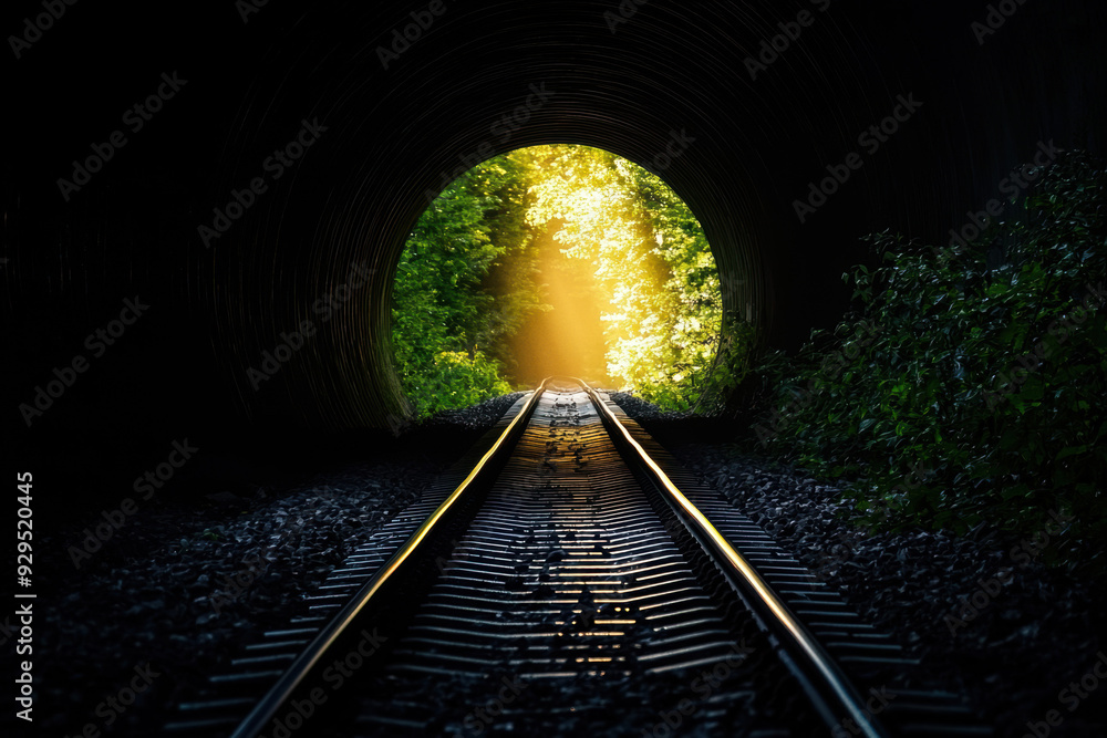 Poster a tunnel with a tree in the middle of it
