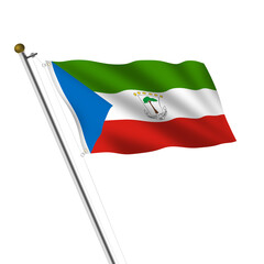 Equatorial Guinea Flagpole 3d illustration