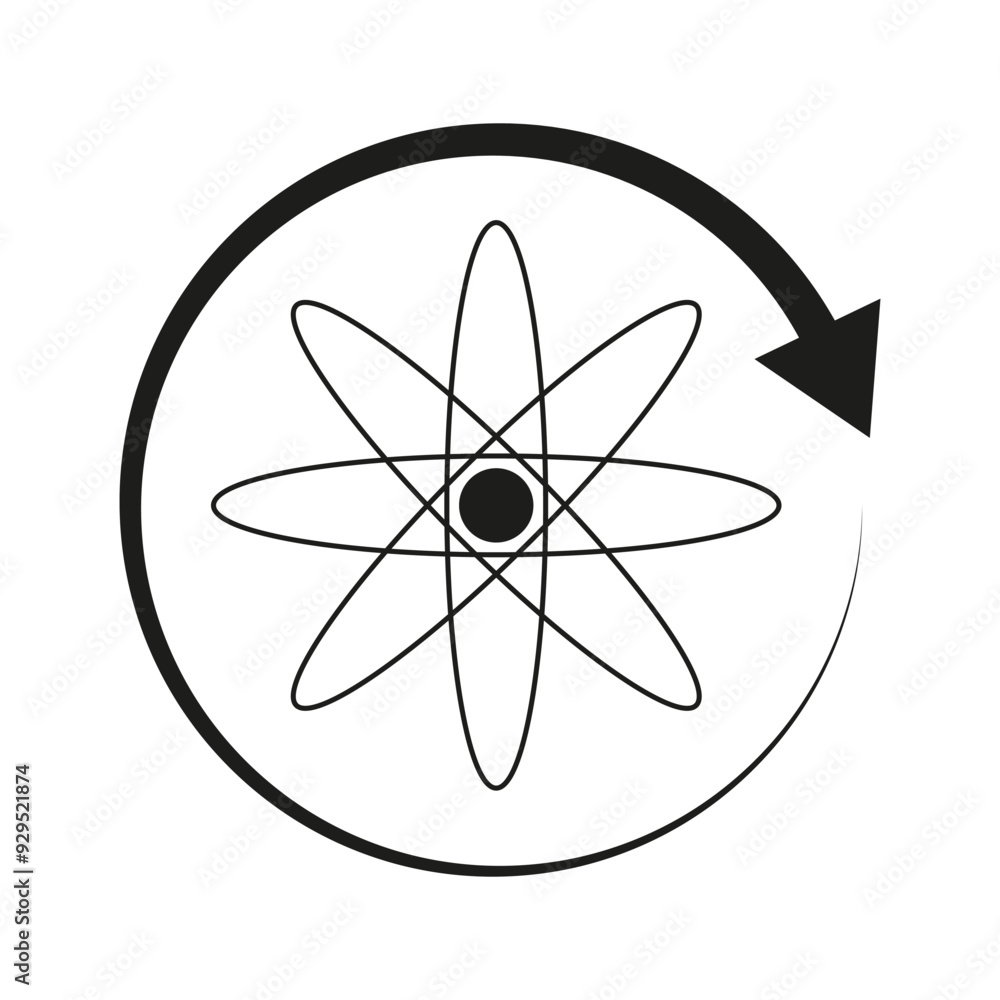 Poster atomic rotation symbol. circular arrow element. science concept icon. vector illustration.