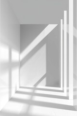 Obraz premium A simple, empty room with white walls and floor