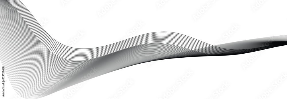 Poster curve wave seamless flowing particles. modern transparent line art striped. blue minimal round lines