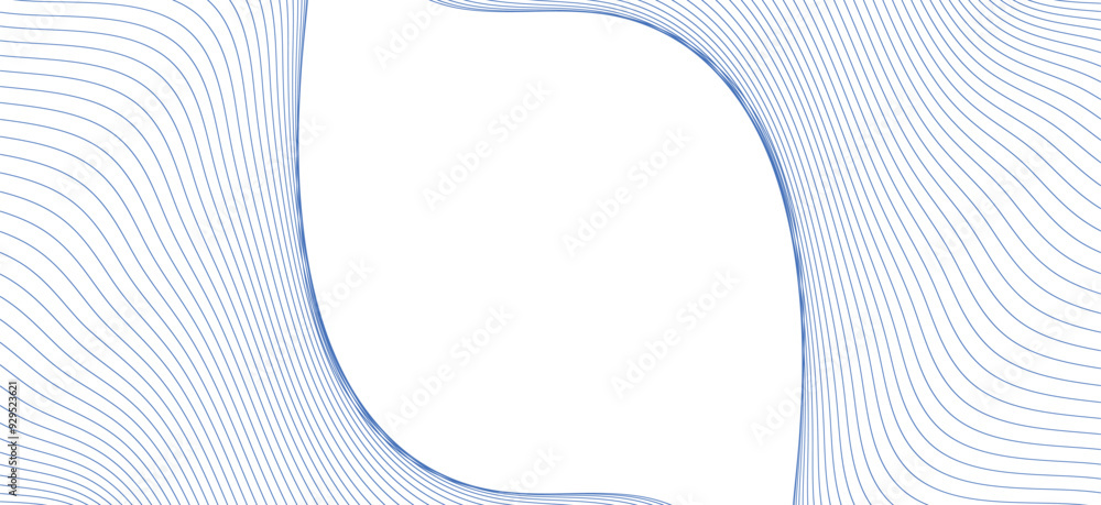 Aufkleber blue curve wave flowing particles. modern transparent line art striped. minimal round lines abstract