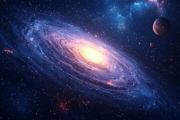 Space cosmic illustration with planets scene created with Generative AI