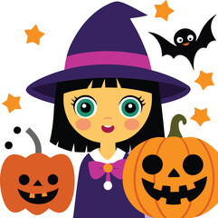 Halloween Witch Vector Cartoon  Illustration for Spooky Design Festive Art And TShirt Design