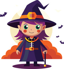 Halloween Witch Vector Cartoon  Illustration for Spooky Design Festive Art And TShirt Design