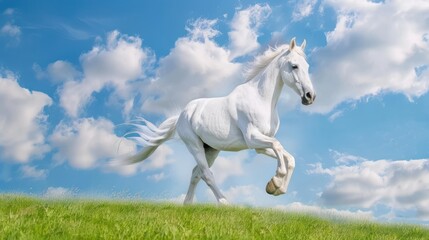 White Horse Running in a Field