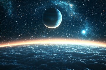 Fototapeta premium Space cosmic illustration with planets scene created with Generative AI