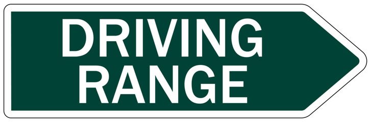 Golf course and clubhouse instruction sign driving range