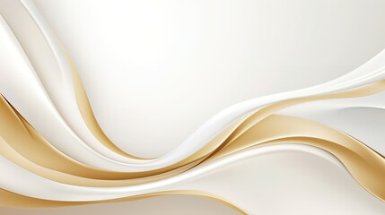 Abstract background with white and gold wavy lines.