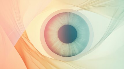 Abstract Artistic Representation of a Human Eye with Soft Pastel Colors and Ethereal Light Effects