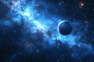 Naklejka premium Space cosmic illustration with planets scene created with Generative AI