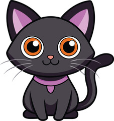 Halloween Black cat Vector Cartoon  Illustration for Spooky Design Festive Art And TShirt Design