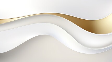 Abstract background with white and gold wavy lines.