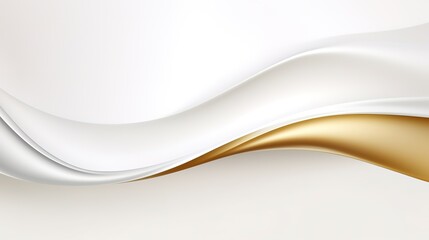 Abstract background with white and gold wavy lines.