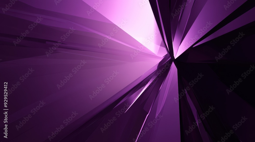 Poster abstract geometric design with purple hues and sharp angles.