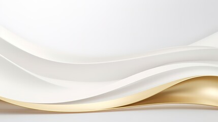 Abstract background with white and gold wavy shapes.