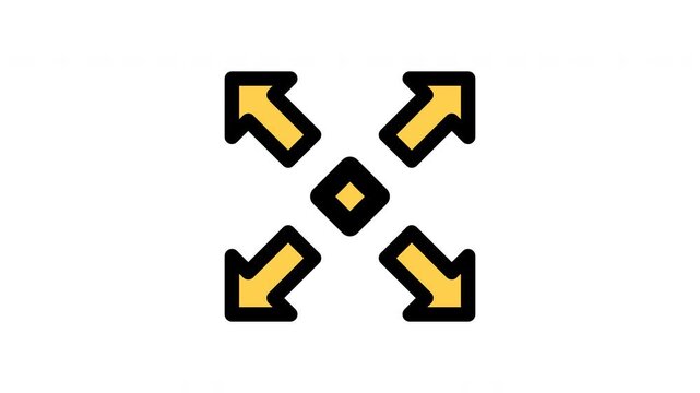 Animated maximize filled line icon on transparent background, arrow animation, 4k video motion graphic with alpha channel, use for web design, mobile apps, ui design